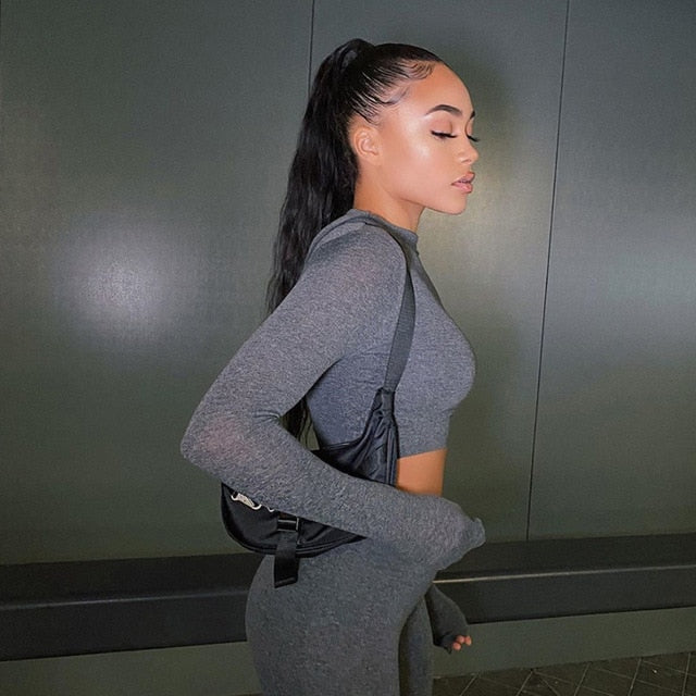 Two Piece High Waist Sportswear Crop Top And Leggings