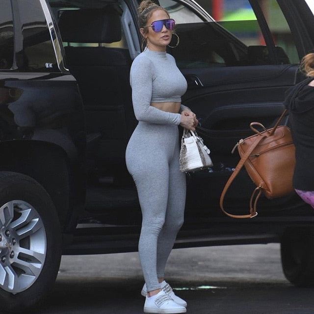Two Piece High Waist Sportswear Crop Top And Leggings
