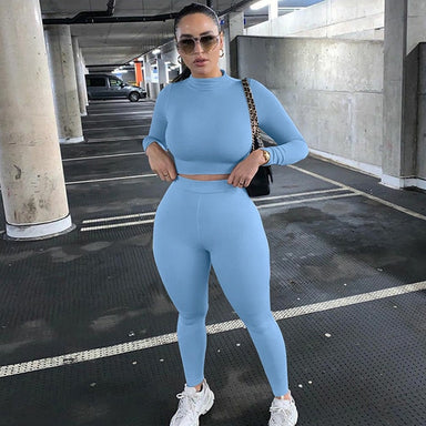 Two Piece High Waist Sportswear Crop Top And Leggings