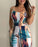 Spaghetti Strap Leaf Print Jumpsuit