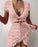 Floral Print Fashion Tie Up Wrap Mini Dress