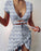 Floral Print Fashion Tie Up Wrap Mini Dress