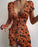 Floral Print Fashion Tie Up Wrap Mini Dress