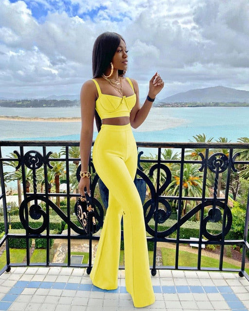 2 Pieces Strap Sleeveless Bustiers And Pants set