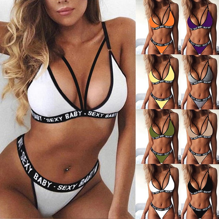 Sexy Bandage Corset Letter Push Up Bra