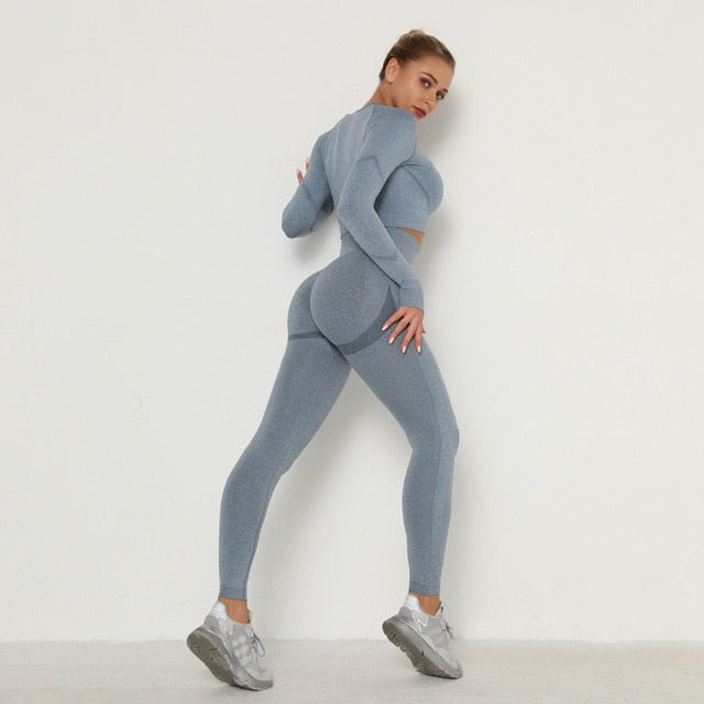 Long Sleeve High Waist Seamless Sport Suit
