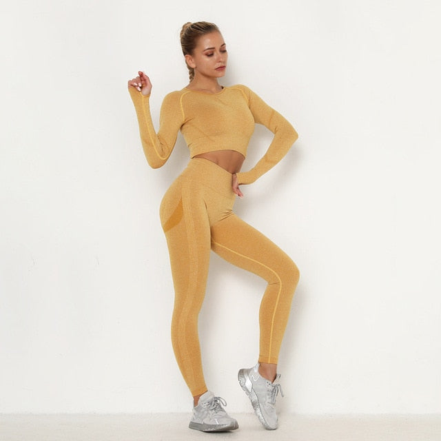 Long Sleeve High Waist Seamless Sport Suit