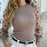 Knitted Polka Dot Puff Long Sleeve Blouse