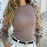 Knitted Polka Dot Puff Long Sleeve Blouse