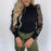 Knitted Polka Dot Puff Long Sleeve Blouse