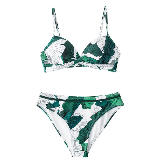 Push Up Floral Wrap Bikini Set