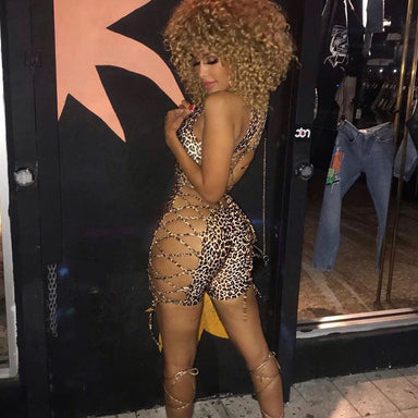 Sexy Hollow Out Lace Up Bandage Romper