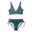Yellow And Lemon Print Mid-Waist Bikini Swimsuit Lace Up Two Pieces Swimwear 2021 New Beach Bathing Suit
