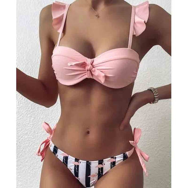 Ruffle Push Up Women Bandeau Swimsuit