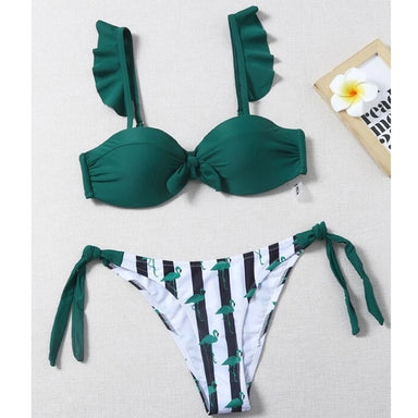 Ruffle Push Up Women Bandeau Swimsuit