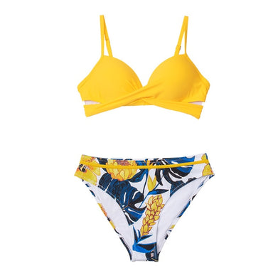 Push Up Floral Wrap Bikini Set