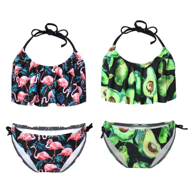 Two Piece Tropical Print Swimsuits Kids