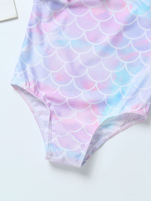 One-Piece Bikini Mermaid Floral Ruffles Swimsuit for Baby